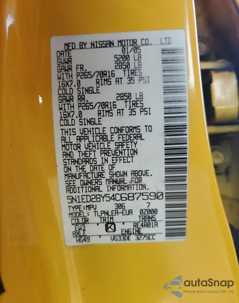 2004 Nissan Xterra Xe from USA, damaged, VIN 5N1ED28Y54C687590